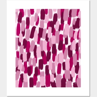 Abstract, Paint Brush Effect in Burgundy, Raspberry and Mauve Posters and Art